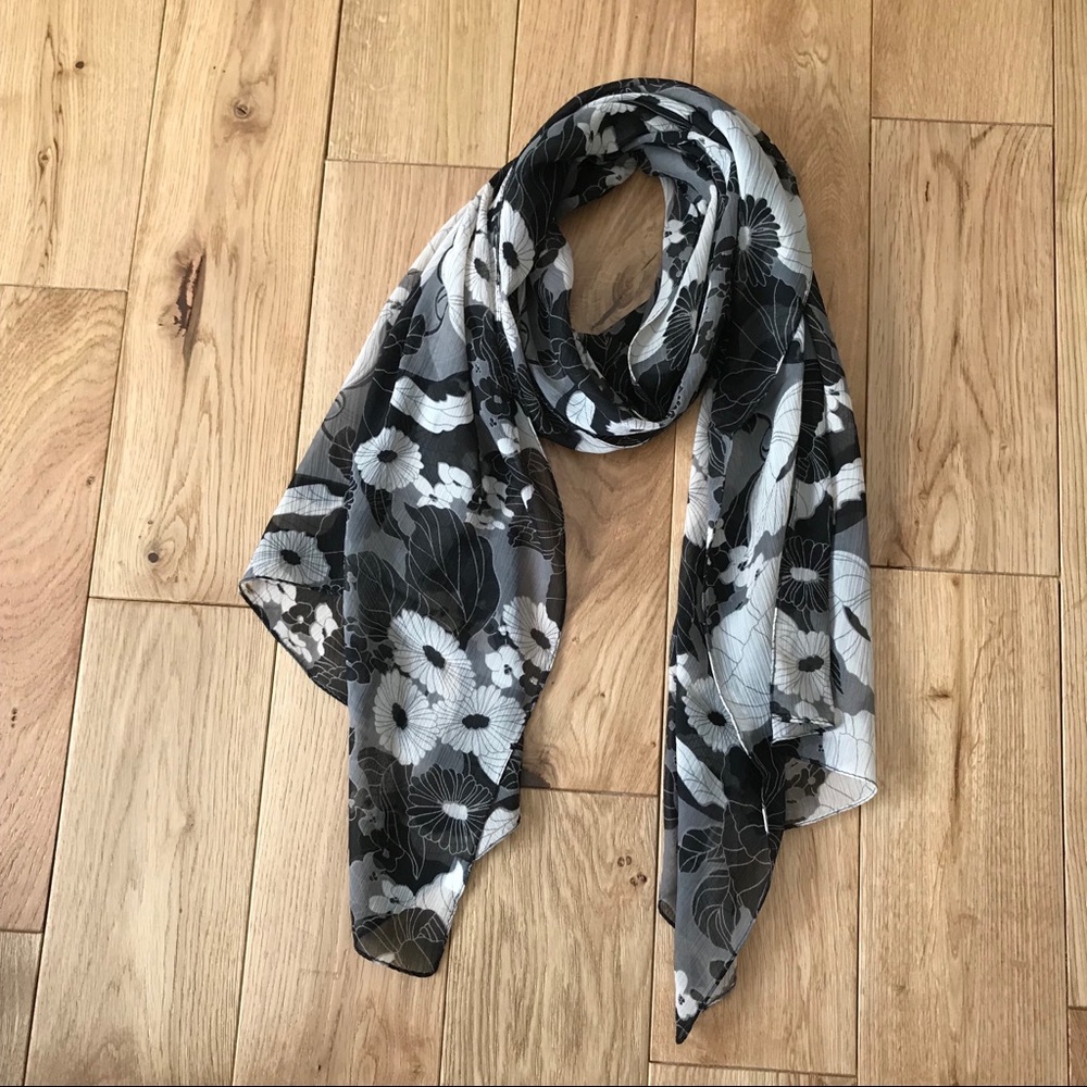 Floral lightweight long neck tie scarf